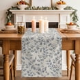 thumbnail image 2 of Table Runner - 120 Inch Long, Navy Blue Leaves Kitchen Dining Table Runner Dresser Scarves, Vintage Summer Botanical Farmhouse Rustic Farmhouse Decor for Coffee Tables Wedding Party Banquet, 2 of 8