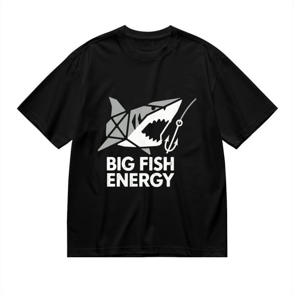 Black T Shirts for Men, Big Fish Energy, Shark Print 1 Mens Graphic Tees, 24013986,S