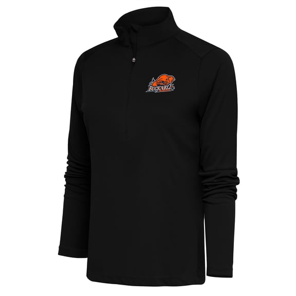 Women's Antigua Black Bucknell Bison Tribute Half-Zip Pullover Top
