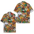 thumbnail image 4 of Camisas hawaianas de mapache con estampado 3D de manga corta holgadas y transpirables estilo polinesio Tiki para hombre y mujer, para fiestas en la playa, 4 of 5