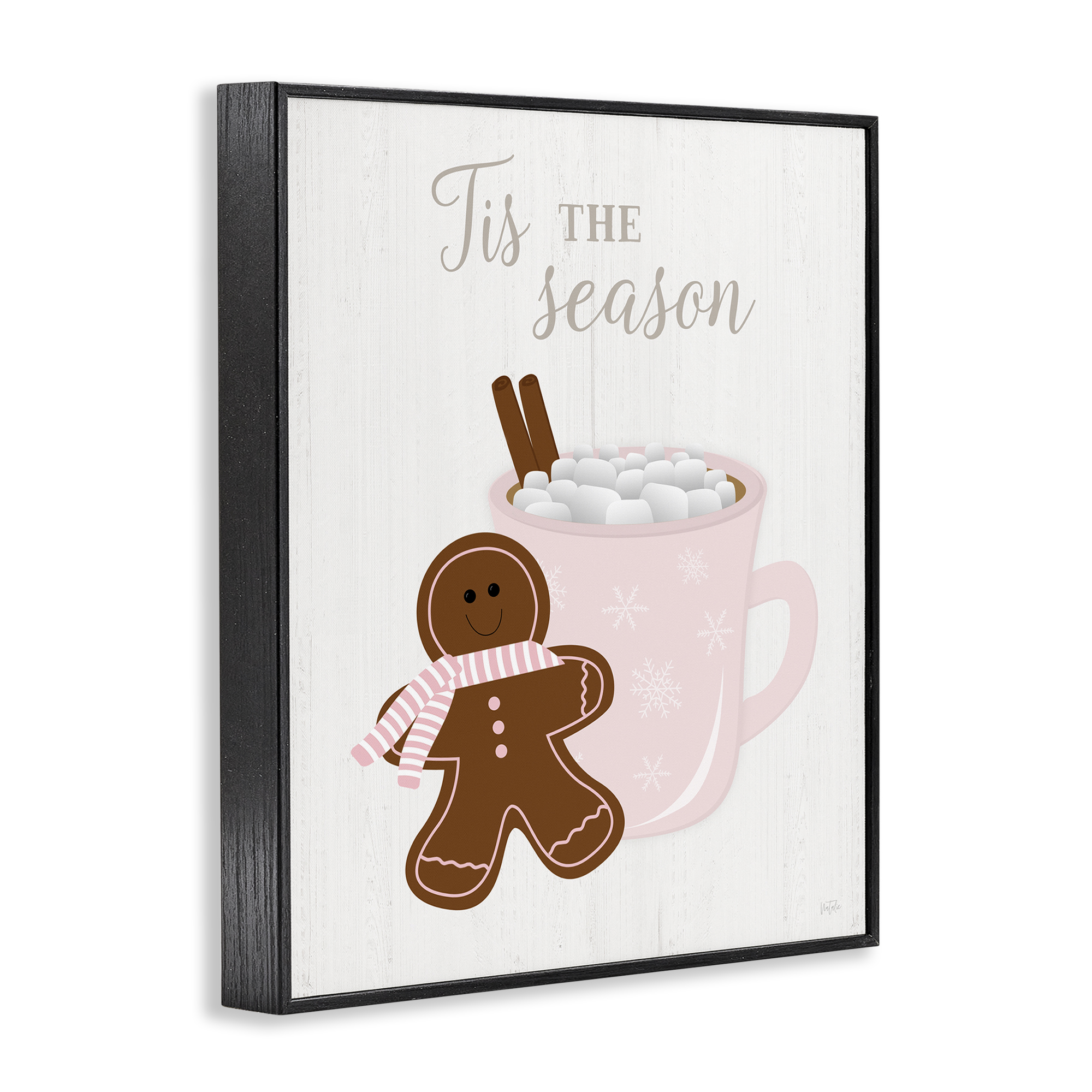 Stupell Industries Tis The Season Gingerbread Holiday Painting Black Framed Art Prints Wall Art, 11 x 14