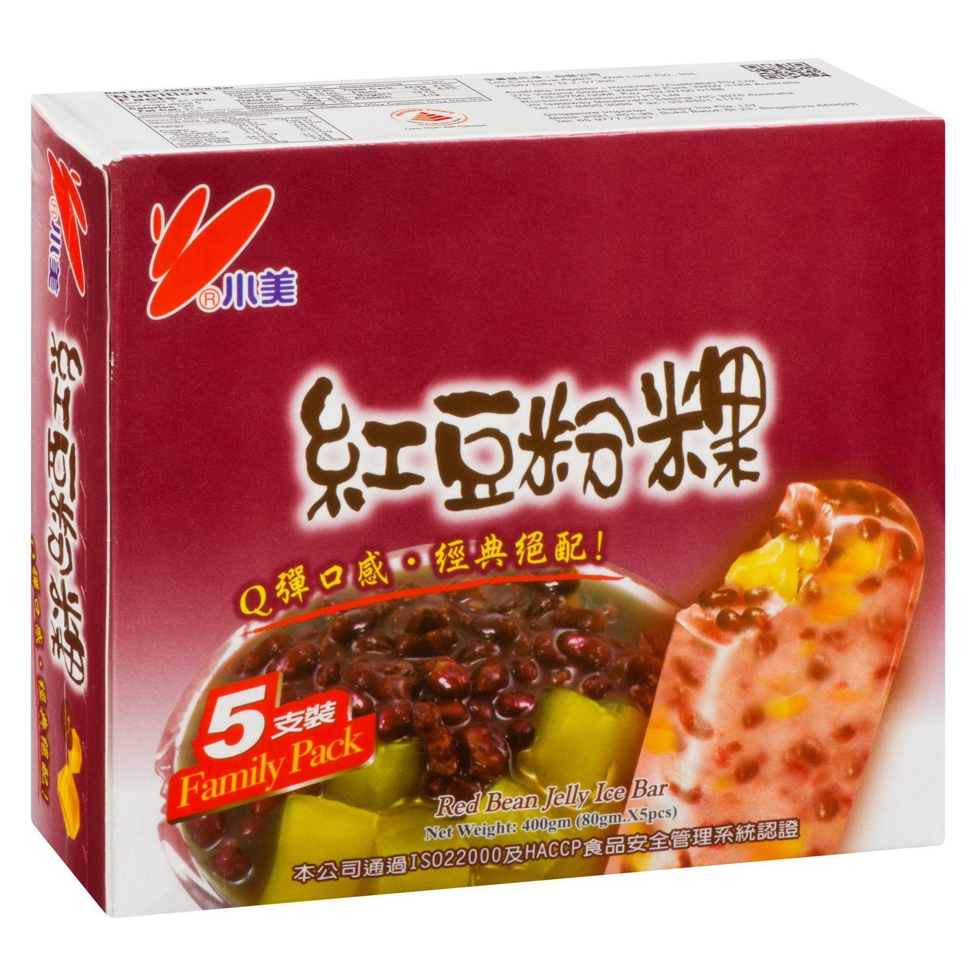 Shao Mei Red Bean Tapioca Ice Bars, 5 x 80 g, 400 g