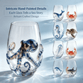 thumbnail image 3 of Artisanal Blue Ringed 3D Octopus Glassware, Handcrafted Ocean Tumbler with Tentacle Design, Coastal Home Bar Accessory Gift(Crab), 3 of 9