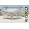 thumbnail image 5 of Heavy-Duty Outdoor Dog Kennel 10x10 Ft with Waterproof Roof, Large Metal Pet Run with Feeding Bowl & Secure Lock, Easy-Assemble, Extra Large, Silver, 5 of 10