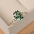 thumbnail image 2 of Delicate vintage engagement ring, green sapphire yellow gold ring, oval cut,anniversary gifts, 2 of 5