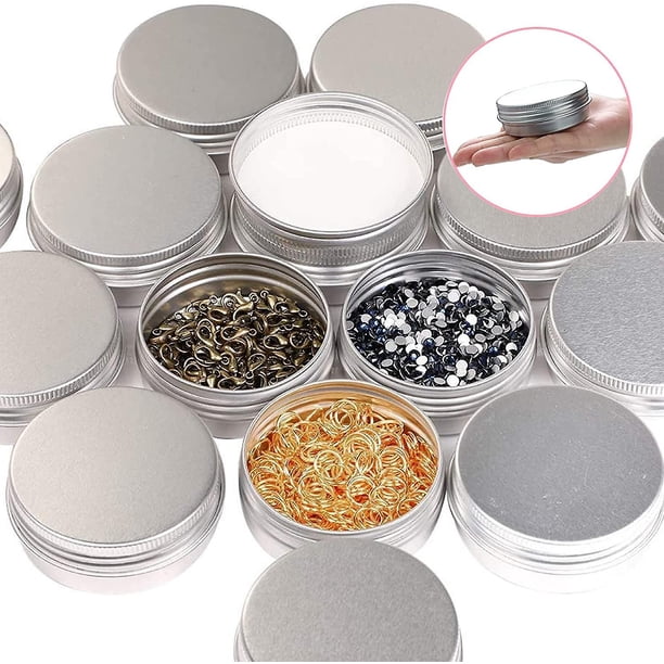 12 Botes De Aluminio De 10 Ml Vacíos - Con 25 Pegatinas Y Mini Rascador, Para Cosméticos, Velas, Manualidades