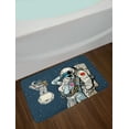 thumbnail image 2 of Astronaut Bath Mat, Comic Style Romantic Scene of a Musician and a Couple in Space, Plush Bathroom Decor Mat with Non Slip Backing, 29.5" X 17.5", Multicolor, by Ambesonne, 2 of 2