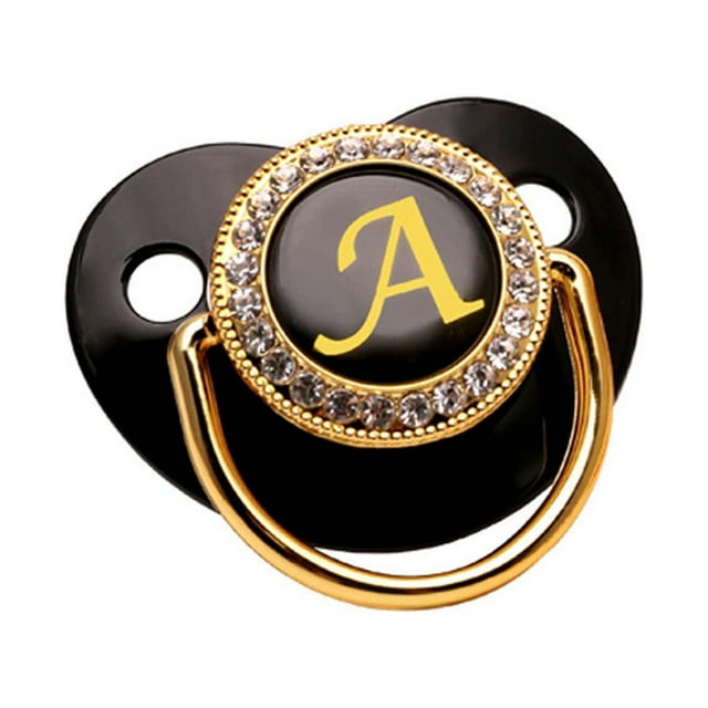 DPTALR Baby Pacifier 26 Letter Name Initials Silicone Baby Pacifier Golden Shiny Newborn Pacifier
