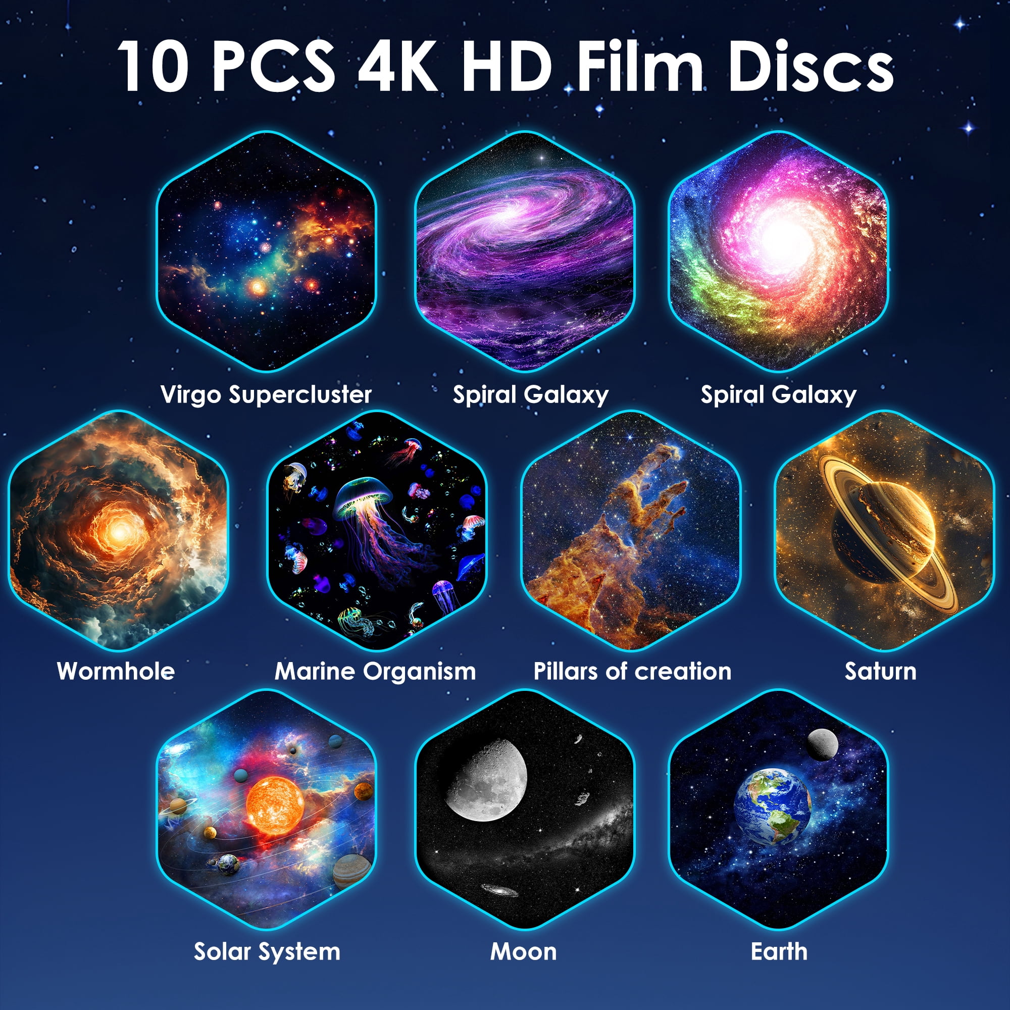 DAYBETTER 10-in-1 Galaxy Projector, 4K HD Star Projector with Timer, Home Planetarium Night Light for Kids Adult, Holiday Gift, Room Decor