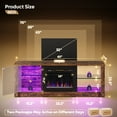thumbnail image 6 of Bestier Fireplace TV Stand with 23" Electric Fireplace for TVs up to 70 inch, LED Light Entertainment Center with Adjustable Shelf, Modern Media Console with Highlight Cabinet for Living Room, Brown, 6 of 10