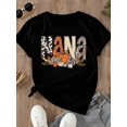 thumbnail image 3 of Women Casual Leopard Print Nana Text Pumpkin Graphic Tee Autumn Thanksgiving Top, 3 of 5