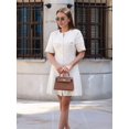 thumbnail image 5 of Knitted Dress Women'S Elegant Short Sleeves Round Neck Fake Pockets Single Breasted A-Line Dress White S, 5 of 9