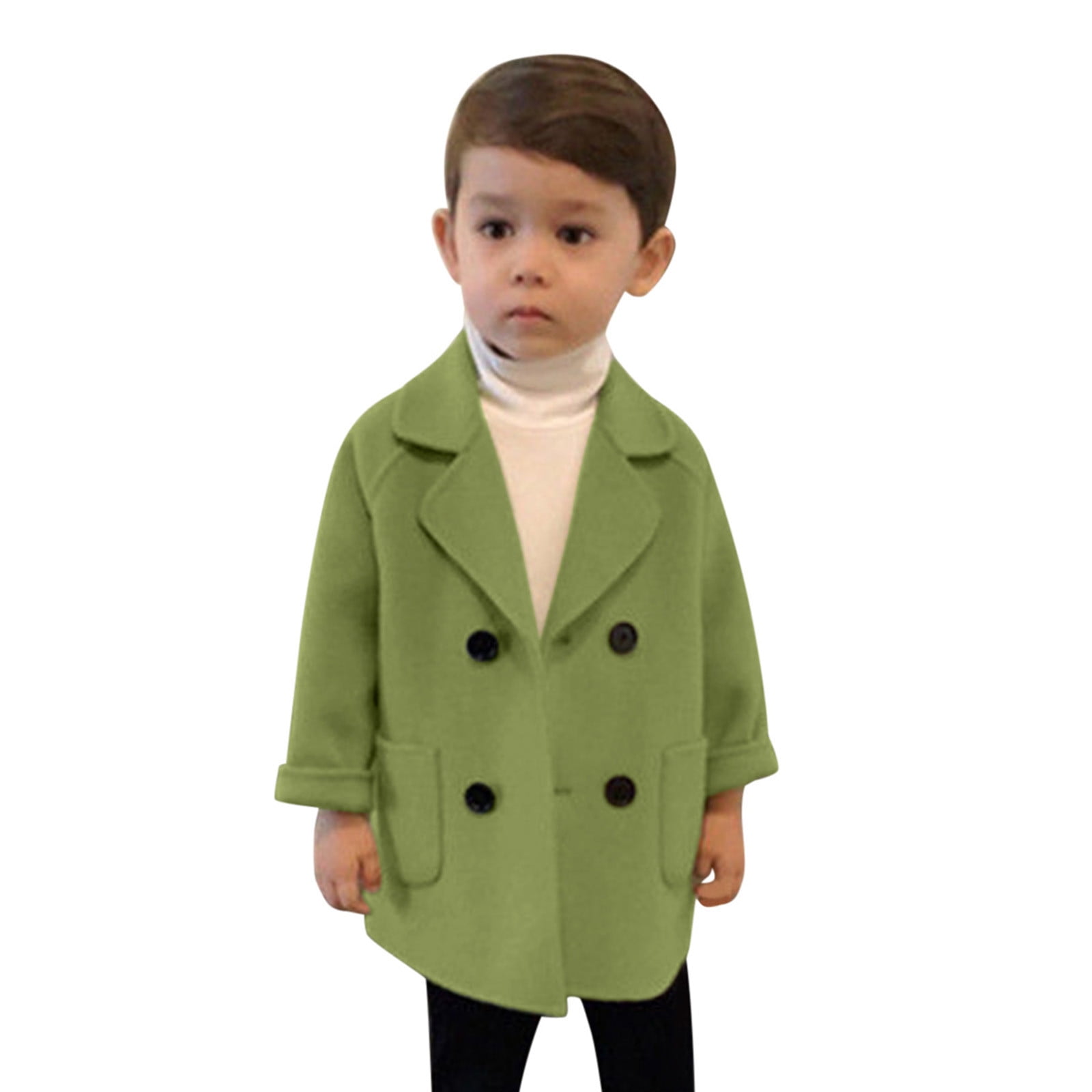 Carboy Coat Toddler Kids Baby Girls Boys Plaid Solid Coat Elegant Notched  Collar Double Jacket Wool Coat Trench Coat Boys Jacket Size 16 18