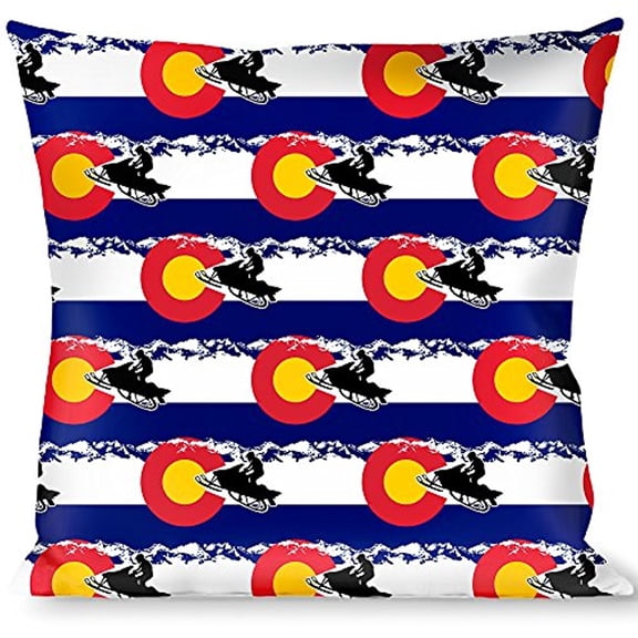 Buckle-Down Throw Pillow - Colorado Snowmobiler Mountains