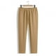 thumbnail image 5 of Pantalones largos para hombre, color liso, informales, a la moda, con cintura elástica, holgados, de pierna ancha, rectos, de poliéster, 5 of 6