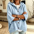thumbnail image 6 of Women 3/4 Sleeve Button Drawstring Hooded Knit Cardigan Sweater with Pocket, 2XL, 6 of 6