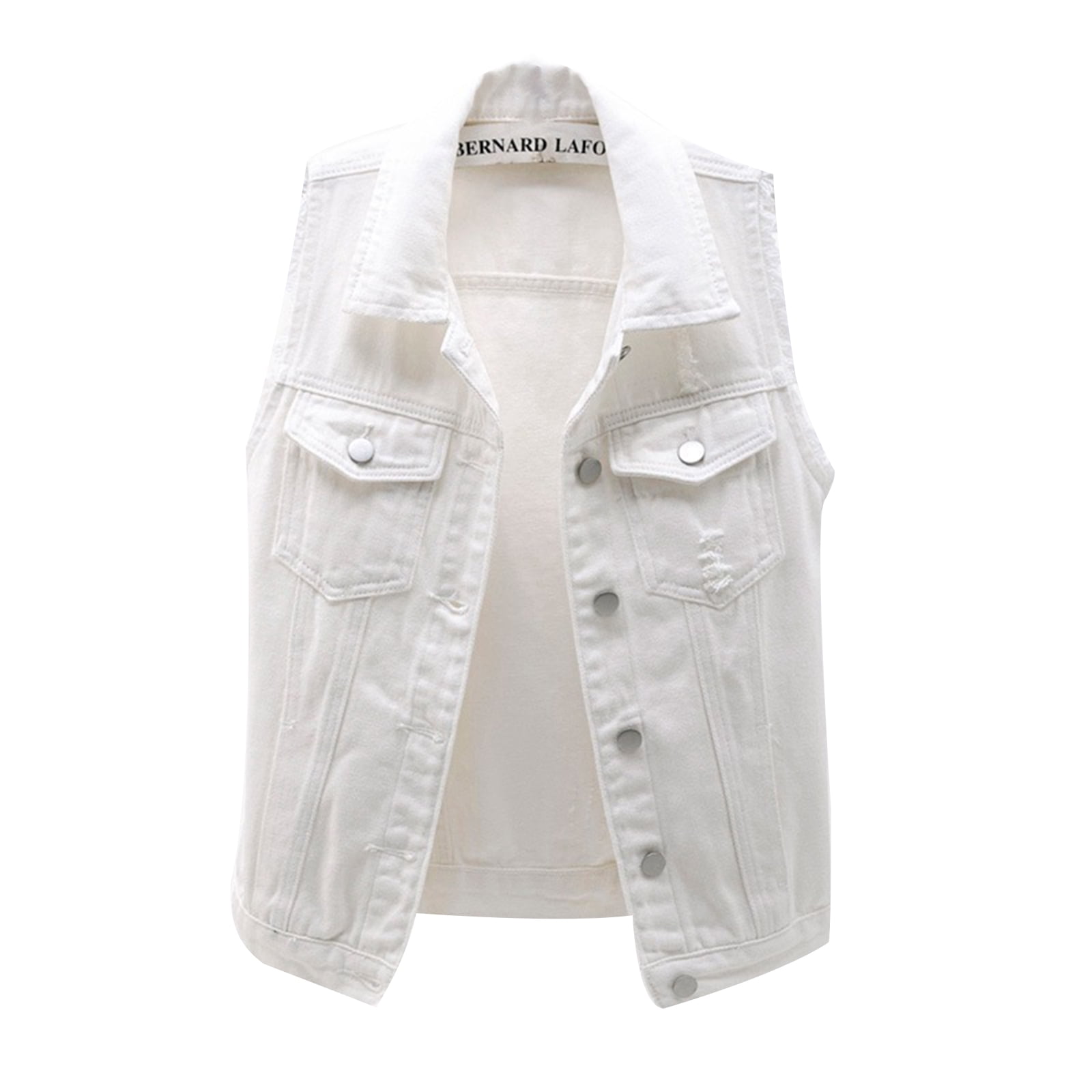 Women Denim Vest, Sleeveless Solid 