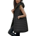 thumbnail image 3 of Pyhlmscde Women's long Quilted Vest hooded sleeveless Button Down puff vest cotton padded jacket winter coat, Winter Clothing for Women, Vest for Women, Puffer Jacket Womens, 3 of 6