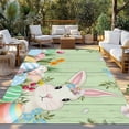 thumbnail image 2 of Easter Bunny Outdoor Rug for Patio/Deck/Porch, Non-Slip Large Area Rug 3 x 5 Ft, Farmhouse Colorful Eggs Tulip Wood Grain Green Indoor Outdoor Rugs Washable Area Rugs, Camping Rug Carpet Runner, 2 of 8