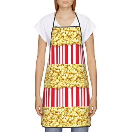 

Goofa Bib Apron Unisex Aprons Adjustable Waterdrop Resistant Cooking Kitchen Apron for Chef Popcorn Pattern Apron Bulk