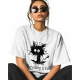 thumbnail image 2 of Women's Graphic T-Shirt White M Women's Tops Funny Cartoon Digital Illustration Crew Neck Short Sleeve Shirts for Women, 2 of 3