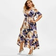 thumbnail image 3 of Fridja Womens Plus Size Casual Boho Print Short Sleeve Ruffle Floral Irregular Dress, 3 of 4