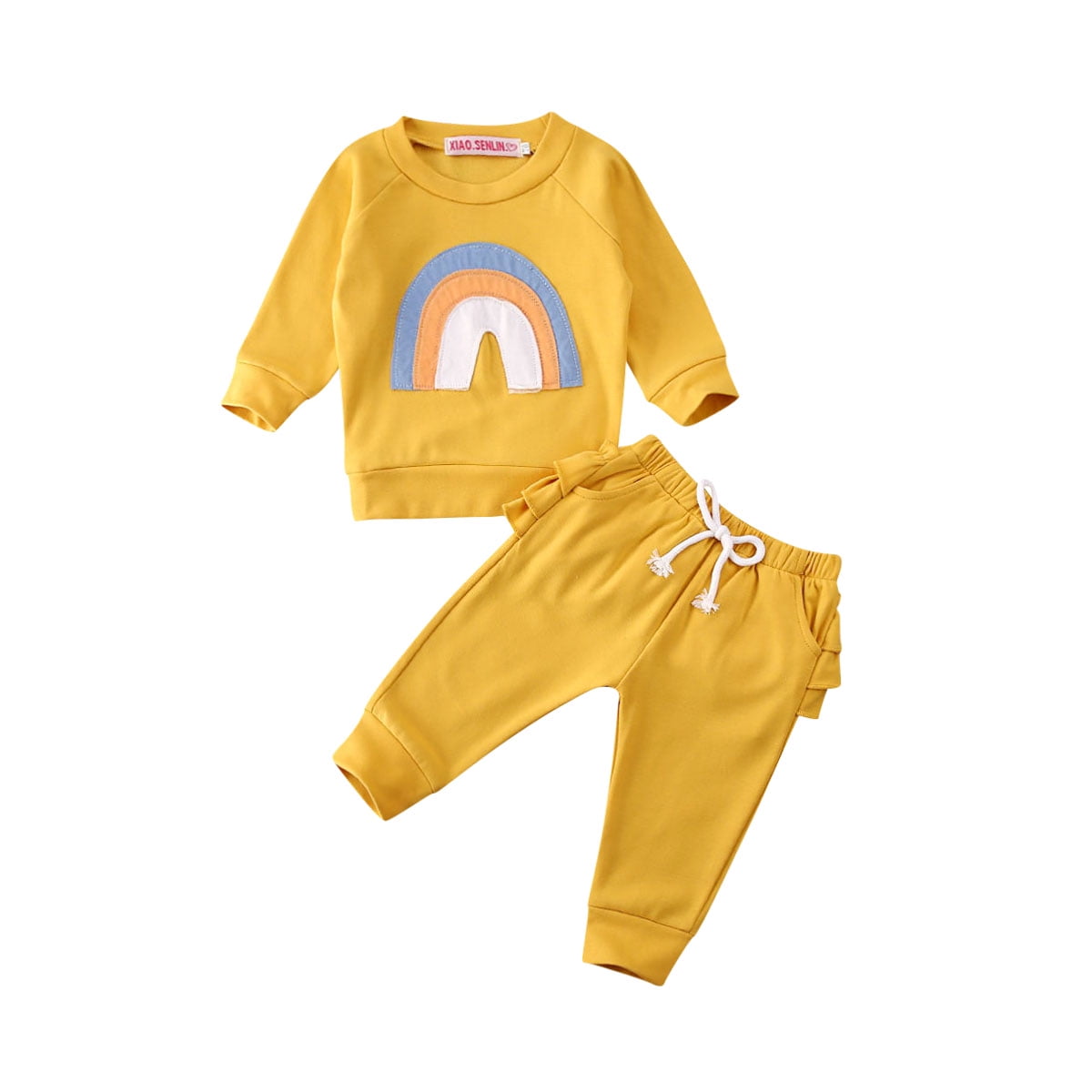 2pcs Infant Toddler Baby Girl Solid Color Romper Jumpsuit+Butterfly Pants Outfits Clothes FeiliandaJJ Baby Clothing Set