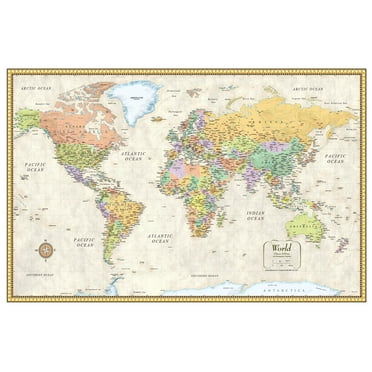 Swiftmaps Laminated RMC Classic Edition World Wall Map Poster, 50" x 32"
