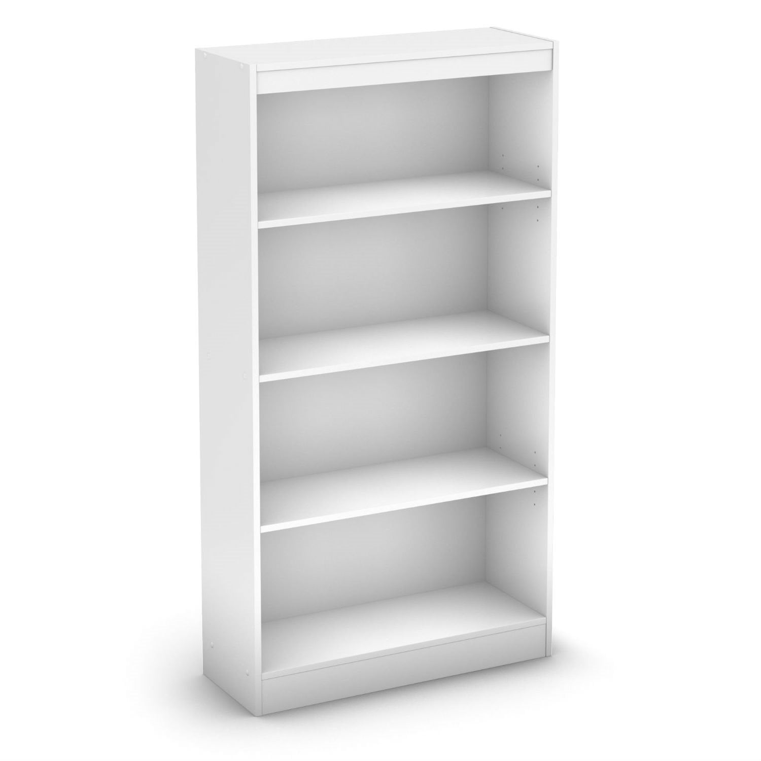 Pure White Adjustable 4-Shelf Wooden Bookcase