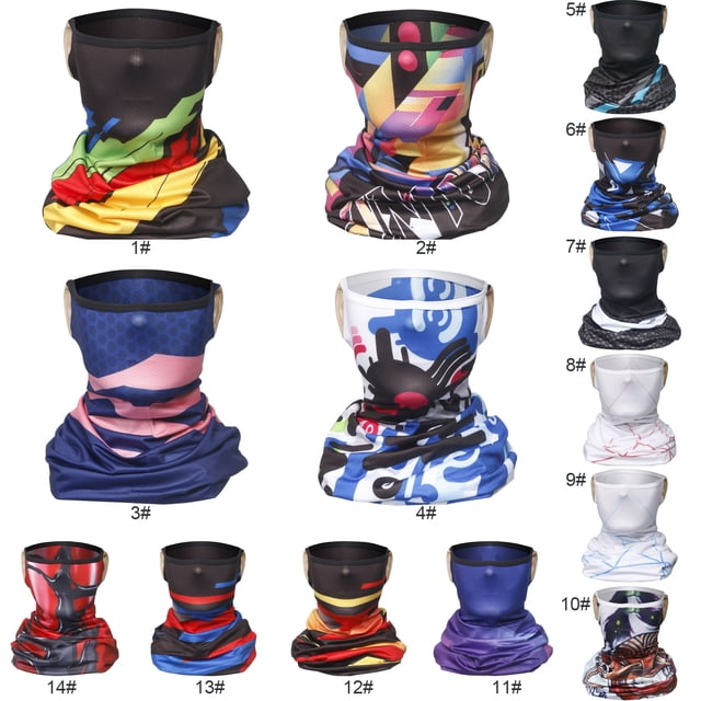 Neck Gaiter Sunproof Dustproof Balaclava Print Ear Cutout Stretchy Breathable Bandana Face Cover Running Cycling Scarf