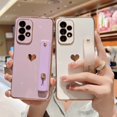 thumbnail image 2 of Electroplated Case for Samsung Galaxy A13 5G, Cute Heart Pattern Slim Lightweight Shockproof Cover with Wristband Kickstand Lens Protection Phone Case for Samsung Galaxy A13 5G,Purple, 2 of 9