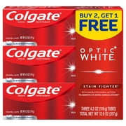 Colgate Optic White Stain Fighter, Clean Mint Toothpaste, 4.2oz, 3 Pack