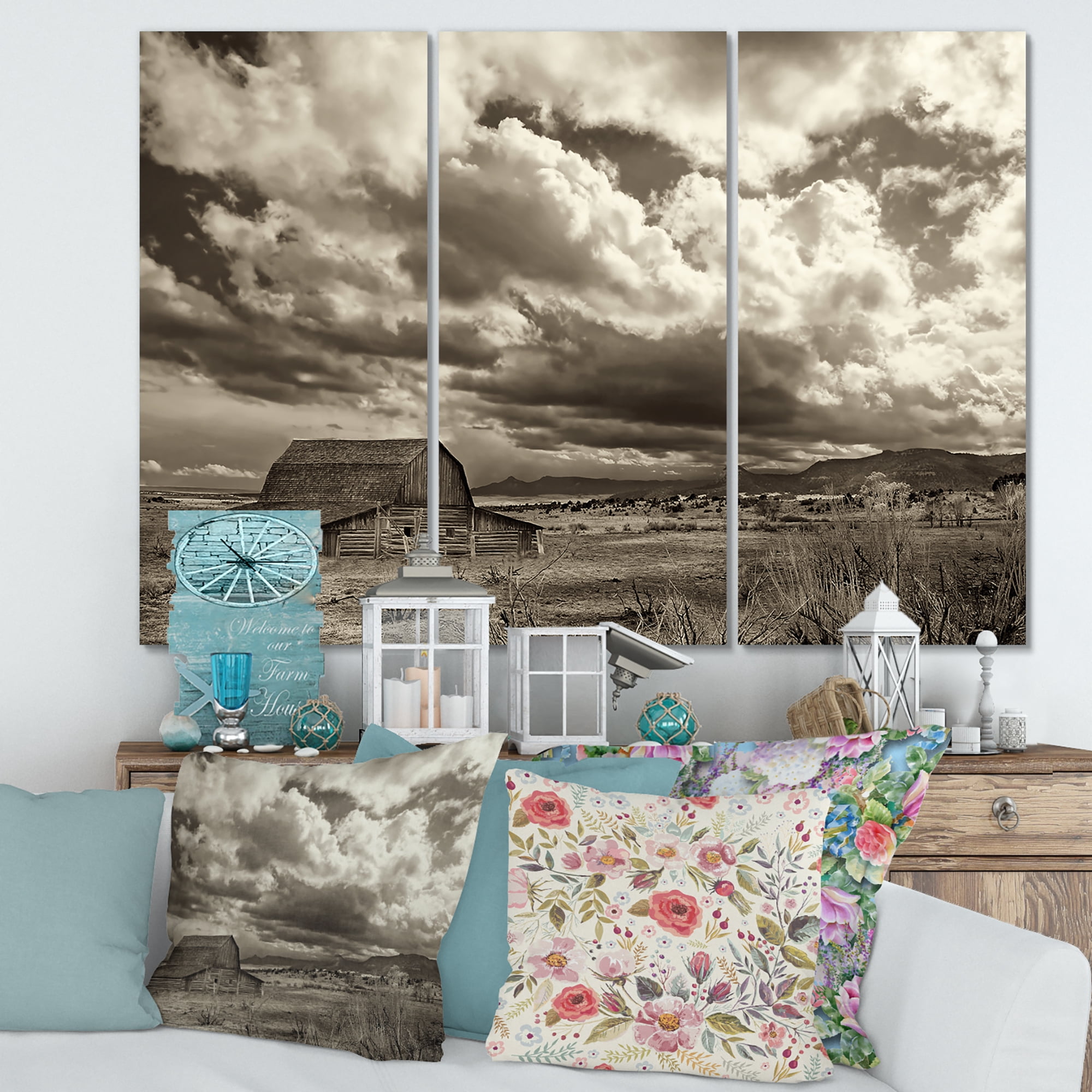 Designart ' Clouds After The Rain On The Prairie ' Traditional Canvas Wall Art Print