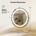 thumbnail image 3 of Gymax 16'' Round Makeup Vanity Mirror 3 Color Dimmable Lights Memory Function Gold, 3 of 10
