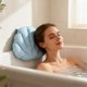 thumbnail image 4 of Paquete de 2 almohadas inflables para bañera con forma de concha marina, reposacabezas de spa suave con 2 ventosas fuertes, cómodo soporte para el baño, blanco, azul y rosa., 4 of 6