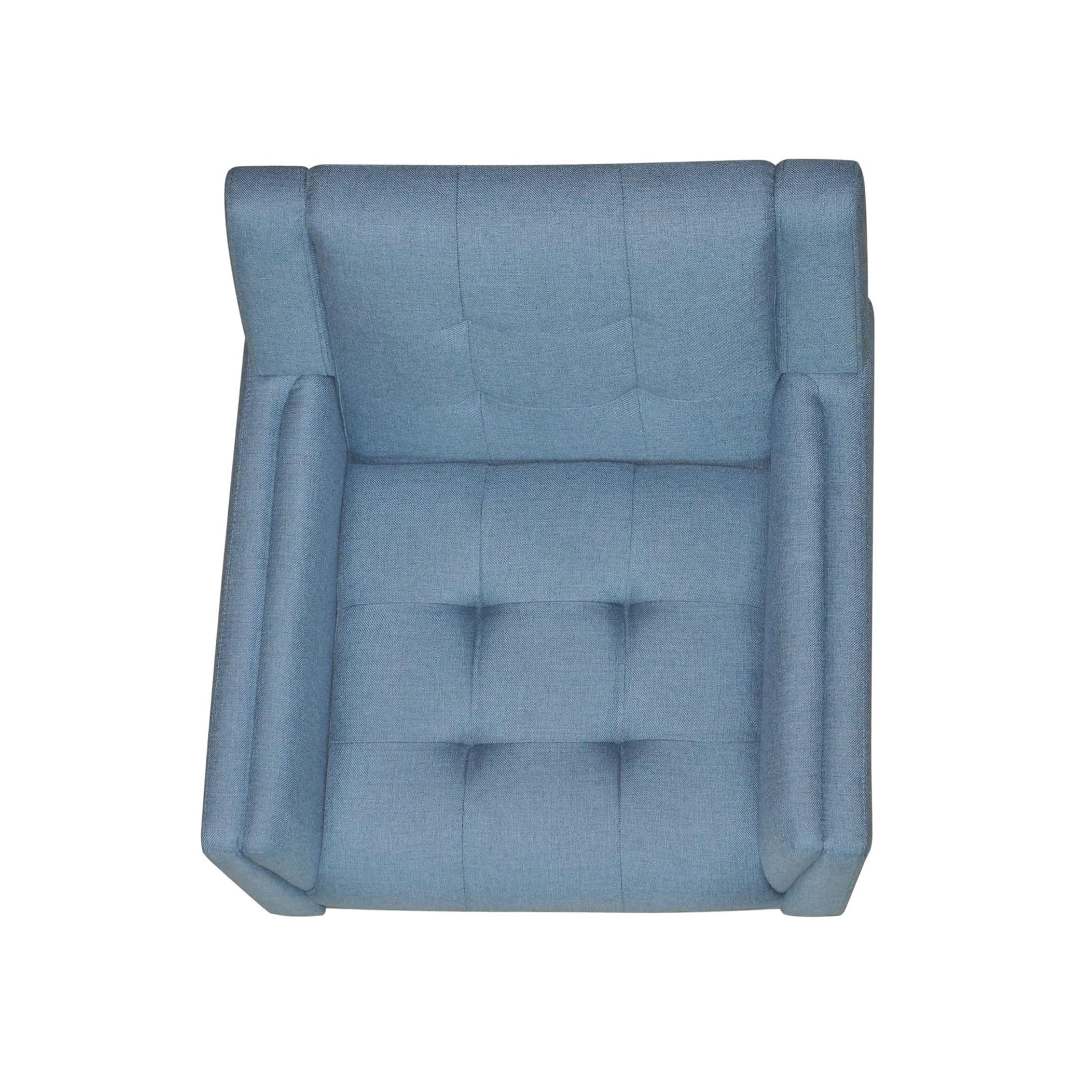 Christopher Knight Home Mid-Century Modern Armchair, Tufted Fabric Upholstery & Rubberwood Legs, Blue, Set of 2
