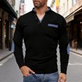 thumbnail image 1 of pstuiky camisas de manga larga para hombre, Blusa/camiseta informal y moderna de color liso con cuello en V, manga larga y bolsillos abotonados para hombre Tops de talla grande para hombre s, 1 of 4