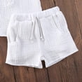 thumbnail image 6 of Toddler Boys Outfits Sets Short Sleeve Cotton T-Shirt Tops + Linen Shorts Baby Elastic Boys Outfits Set For 2-3 Years, 6 of 6
