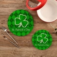 thumbnail image 2 of FREEAMG Saint Patrick Clover Green Plaid Heat Resistant Trivets Potholders 2PCS,Round Cotton Weave Handmade Pot Holder, Non-Slip Hot Mats Kitchen Dining Plate Mat, 2 of 7