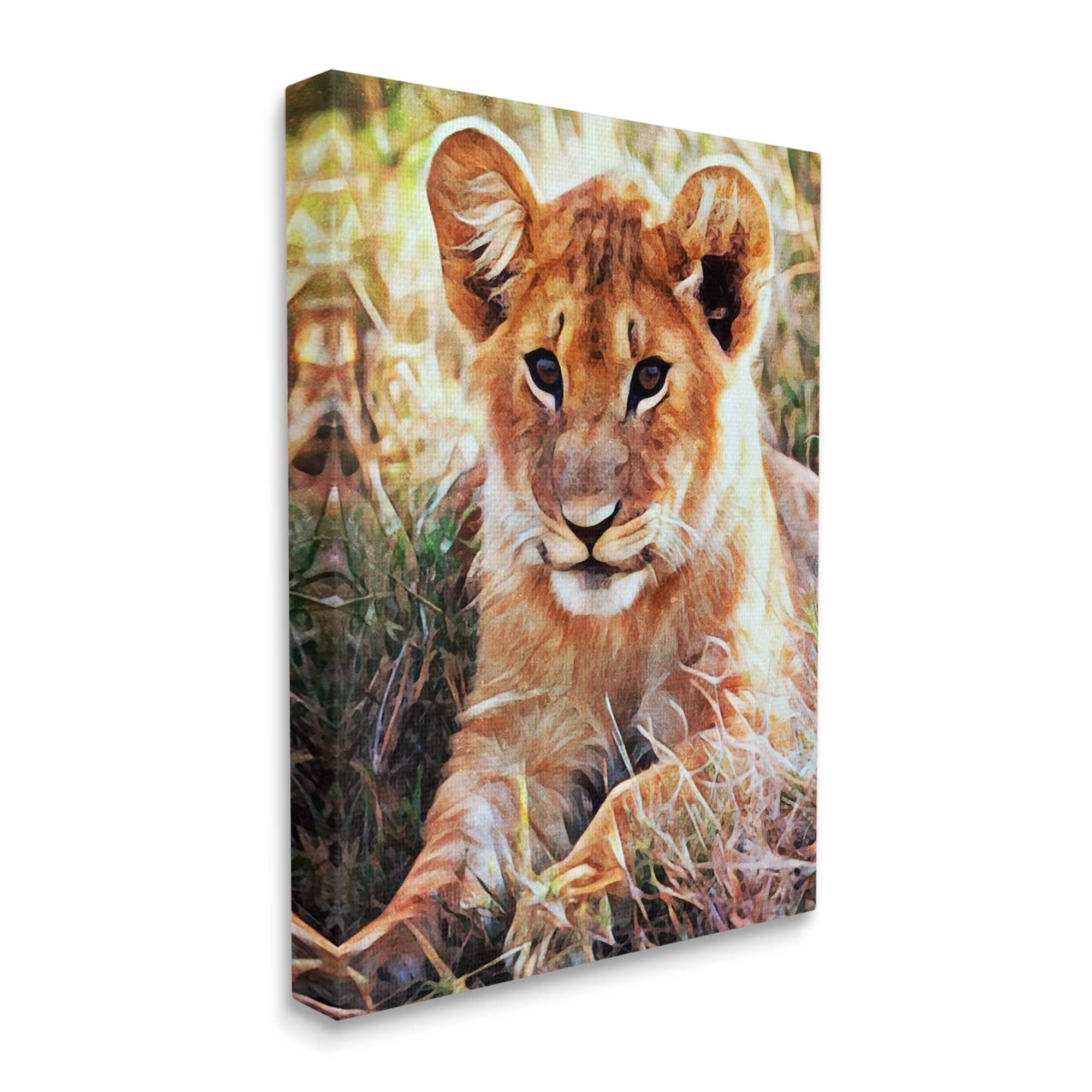 Stupell Baby Lion Resting Animal Nature Animals & Insects Painting Gallery Wrapped Canvas Print Wall Art