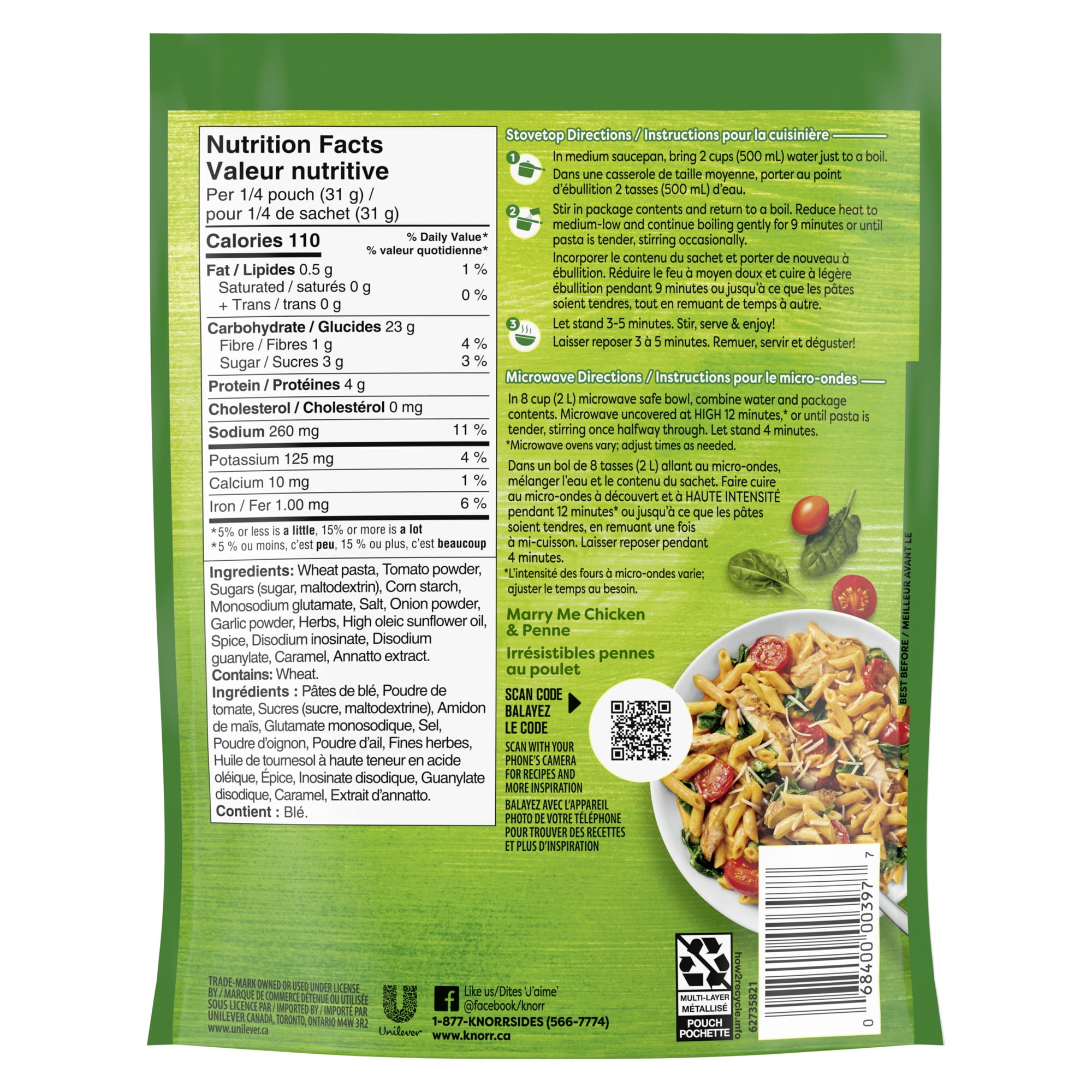Plat de Pâtes Knorr, Pâtes Marinara, pour un plat d'accompagnement rapide et délicieux