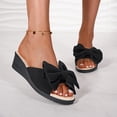 thumbnail image 4 of Dakaela Women's Dress Slide Sandals Suede Bow Wedge Slip on Walking Shoes Open Toe Backless Casual Mules Slippers for Summer Beach Vacation Size 6, 4 of 7