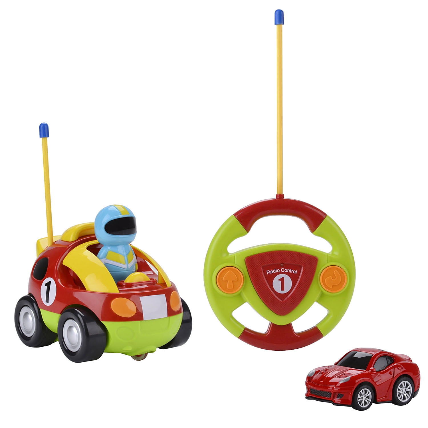 Cartoon Race Car Set with Music and Lights Electric Radio Control Toy for  Kids 