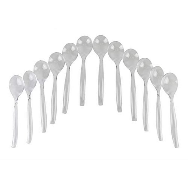 12 Pack of Premium Clear Disposable Plastic Serving Spoon Utensils