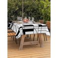 thumbnail image 3 of Outdoor Tablecloth with Umbrella Hole for Patio/Picnic/Party/Camping, Black Geometric Waterproof Table Cloth Rectangle Table Cover Washable, Modern Abstract Art Stripes (52"x 70"), 3 of 8