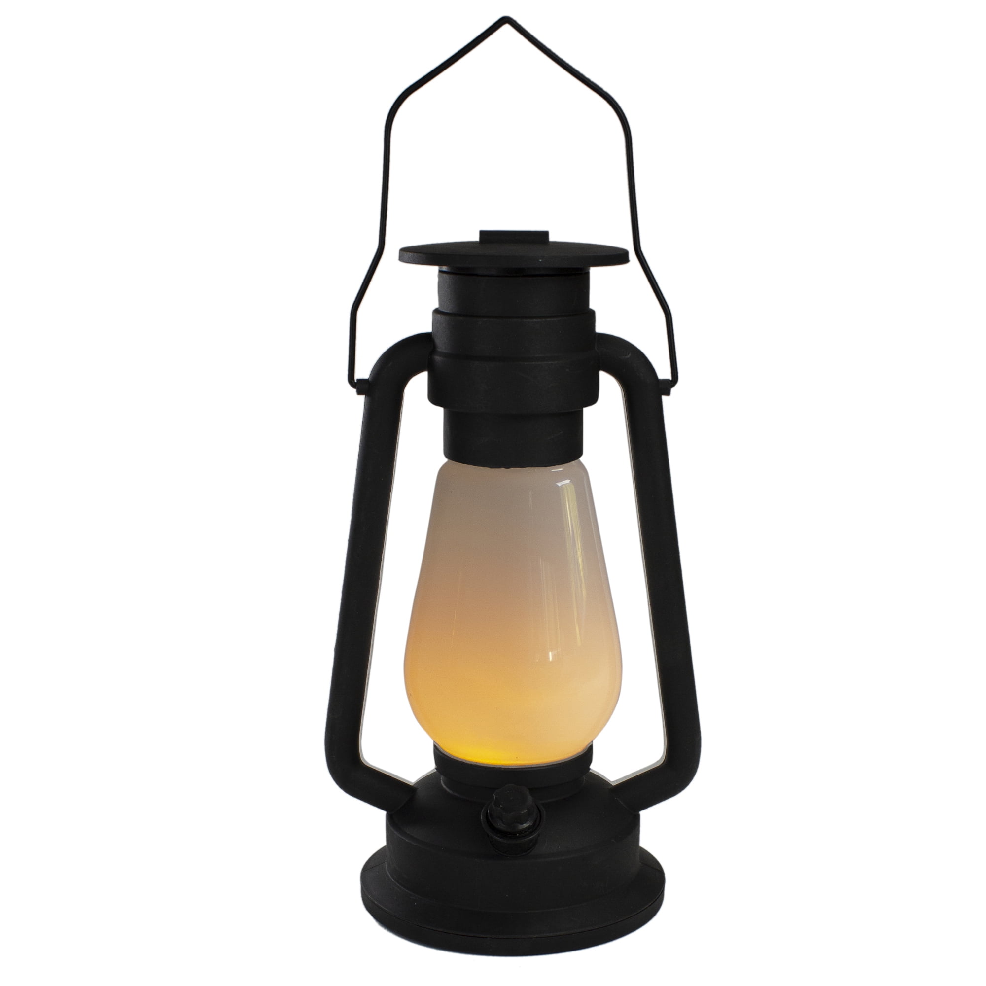 12" Black Battery Operated Faux Flame LED Hurricane Lantern Walmart
