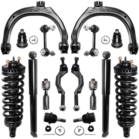 Detroit Axle - 16pc Front Suspension Kit for Buick Rainier Chevy Trailblazer EXT GMC Envoy XL XUV Isuzu Ascender Olds Bravada, Shock Absorbers Ball Joints Tie Rod Ends Control Arms Sway Bar Links