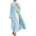 thumbnail image 1 of Abayas Robe Musulmane pour Femmes à Manches Longues Abaya Islamique Aïd Dubaï Caftan Robes Moyen-Orient Robe de Prière Robe en Mousseline, 1 of 7