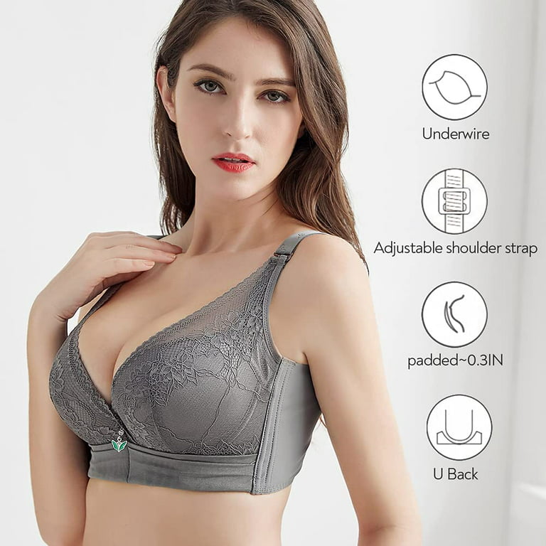 FallSweet Lace Push Up Bra for Women Underwire Comfort Padded Brassiere C/D  Cup 