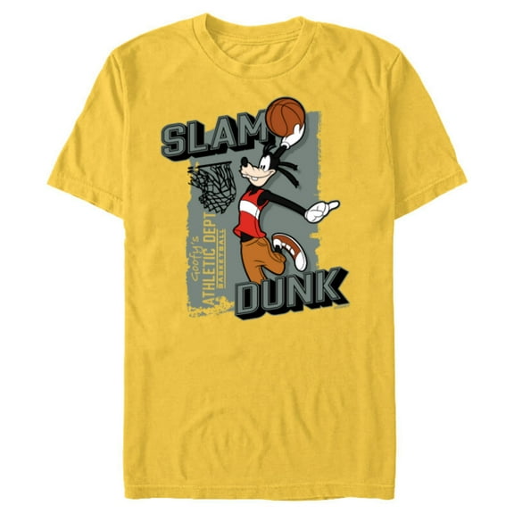 Disney Goofy Sports Basketball Slam Dunk Athletic Dept - Short Sleeve Blended T-Shirt for Adults - Customized-Yellow